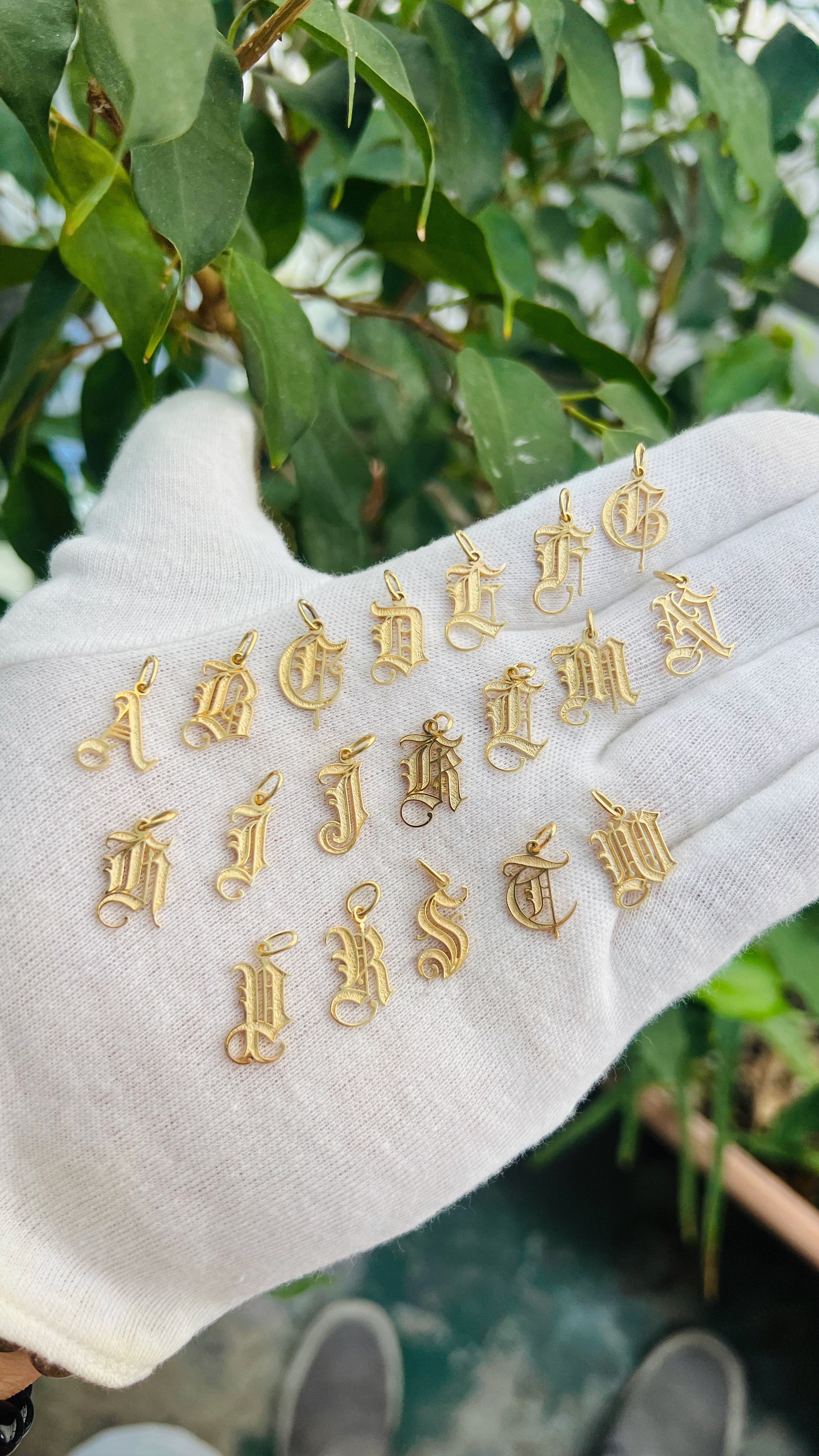 Old english letter charm 2025